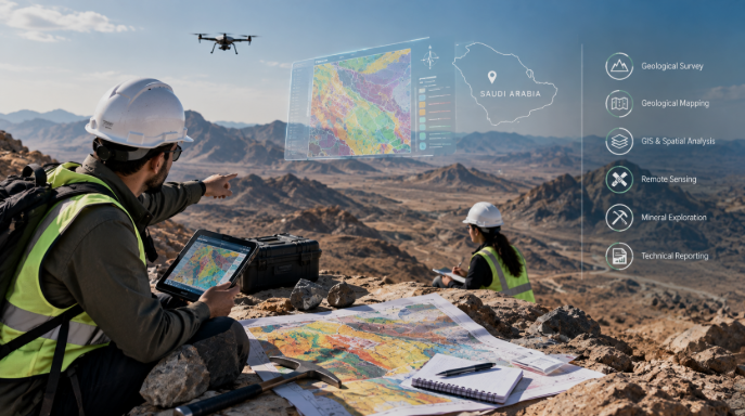 Geological survey and mapping in Saudi Arabia for mining exploration and project planning