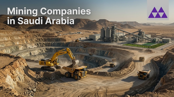 Mining operations and mineral exploration in Saudi Arabia with heavy equipment and WECO branding